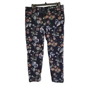 Women's Ann Taylor Navy Floral "Devin Fit" Crop Pants | Size 6